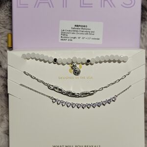 Charming Silver and White Necklace Set